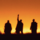Silhouettes of the surviving members of A Tribe Called Quest from the new “Space Program” video.